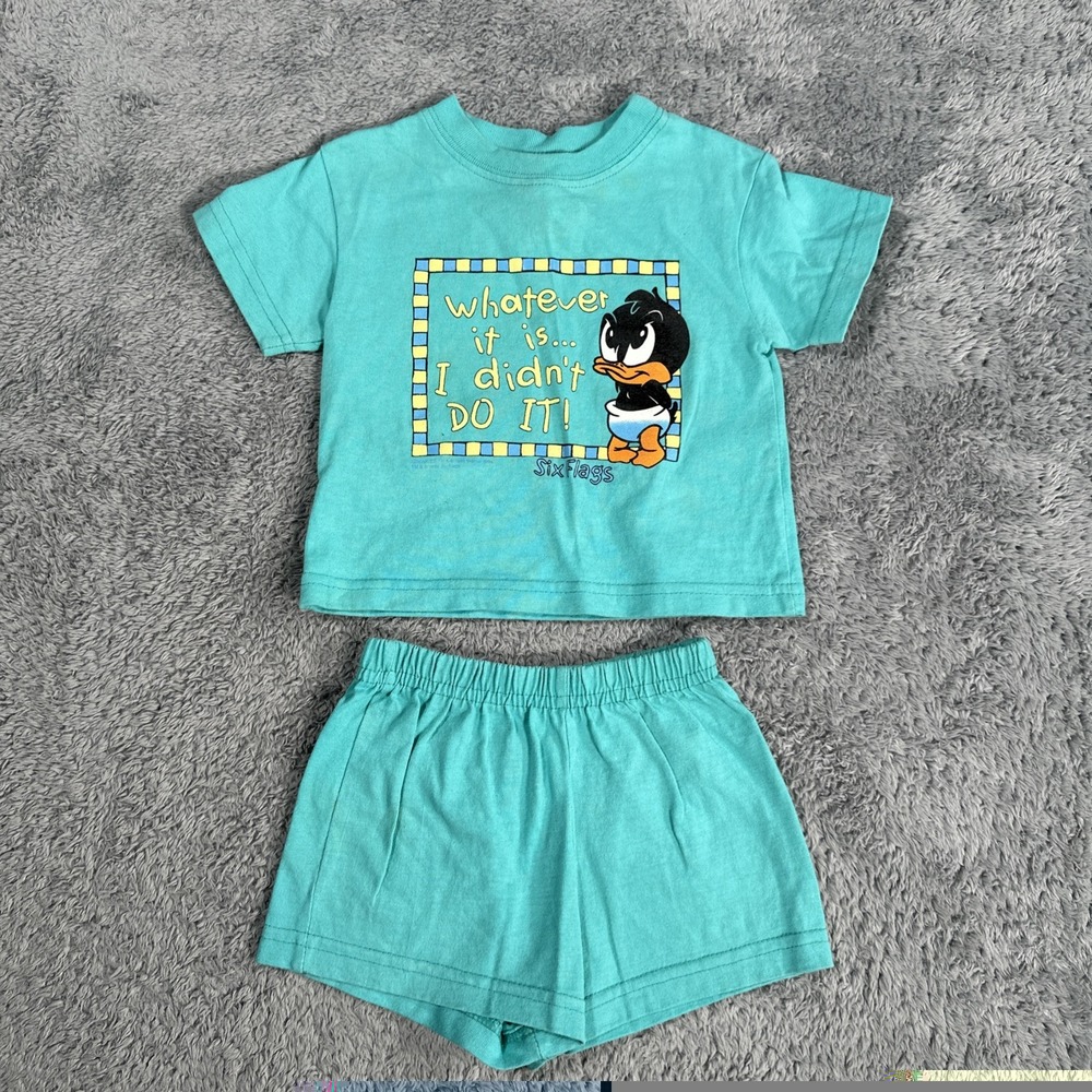 Looney Tunes Lovables Vintage 1995 Baby Two Piece 18 Months Daffy Duck Top Short